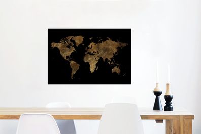 Leinwandbilder - 60x40 cm - Weltkarte - Gold - Luxus (Gr. 60x40 cm)