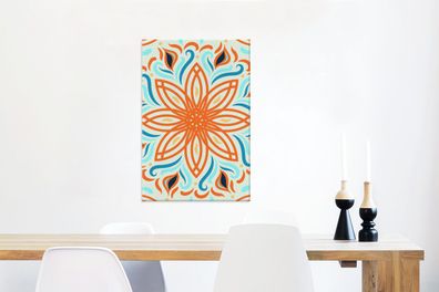 Leinwandbilder - 60x90 cm - Blume - Orange - Muster (Gr. 60x90 cm)
