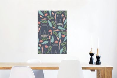 Leinwandbilder - 60x90 cm - Blumen - Kerzen - Muster (Gr. 60x90 cm)