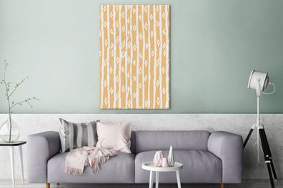 Leinwandbilder - 90x140 cm - Orange - Weiß - Muster (Gr. 90x140 cm)