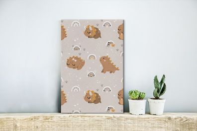 Leinwandbilder - 20x30 cm - Muster - Regenbogen - Dinosaurier (Gr. 20x30 cm)