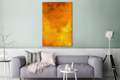 Leinwandbilder - 90x140 cm - Aquarell - Abstrakt - Orange (Gr. 90x140 cm)