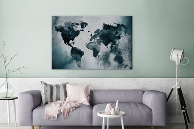 Leinwandbilder - 140x90 cm - Weltkarte - Abstrakt - Aquarell (Gr. 140x90 cm)
