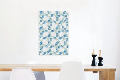 Leinwandbilder - 60x90 cm - Rosen - Blau - Muster (Gr. 60x90 cm)