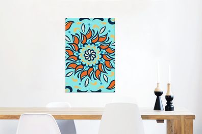 Leinwandbilder - 40x60 cm - Sonnenblume - Blütenblätter - Blau - Muster