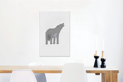 Leinwandbilder - 60x90 cm - Wolf - Kinder - Weiß (Gr. 60x90 cm)