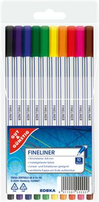10 Gut & Günstig (Edeka) Fineliner 10 Farben 0,4 mm Sicherheitskappe NEU OVP