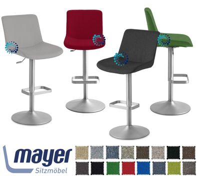 Mayer Barhocker 1235, Chrom matt, 16 Farben Stoffgruppe 26