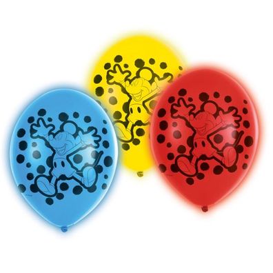 5 LED Licht Ballons Mickey Mouse Maus 27,5cm Ballon Luftballon Deko Lady Disney