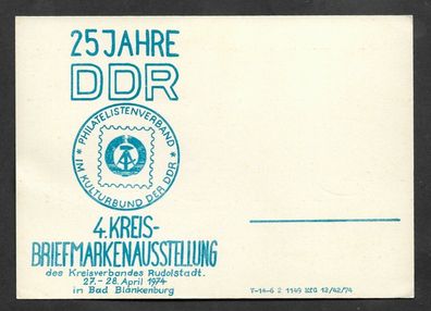 Ganzsache DDR 25 Jahre DDR Philatelistenverband im Kulturbund der DDR
