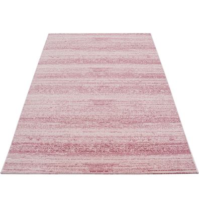Teppich Kurzflor Modern Wohnzimmer Einfarbig Meliert Uni Pink Beige Grau Lila