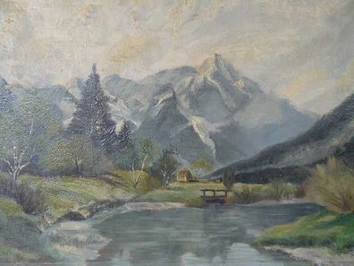 Alpenpanorama/ Ölbild/ Ölgemälde/ Bild/ Gemälde (Gr. Mittel)