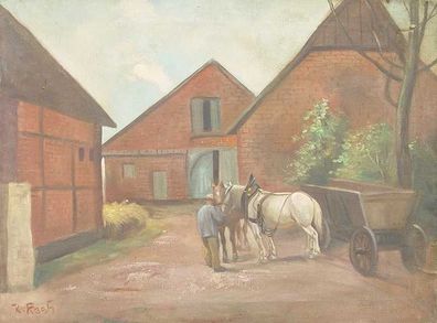 Auf dem Bauernhof/ Ölbild/ Bild/ Gemälde/ Öl auf Leinwand/1403 (Gr. Mittel)