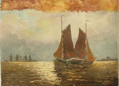 Boote auf See/ Bild/ Gemälde/ Ölgemälde/ Öl auf Leinwand/1395 (Gr. Mittel)