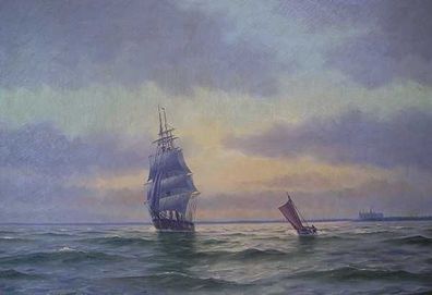Ölbild/ Bild/ Gemälde/ Segelschiffe/ signiert Steen Bille (Gr. Mittel)