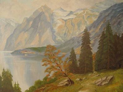 See in den Bergen/ Gemälde/ Bild/ Ölbild/ signiert/ Öl auf Leinwand (Gr. Mittel)