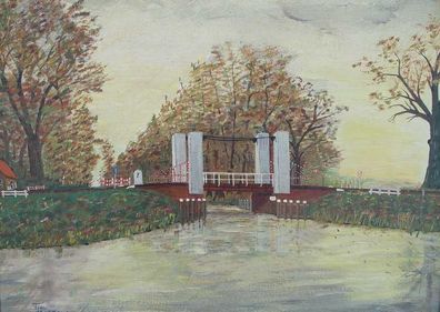 Zugbrücke/ Gemälde/ Ölbild/ Öl auf Leinen/ signiert/1451 (Gr. Mittel)