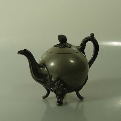 Sheffield Plate Metal Footed Teapot Acorn Finial Grayson & Son / Teekännchen/1081