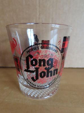 Glas Trinkglas Whiskyglas Long John Ballantines roter Druck