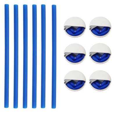 MAVURA Strohhalme Silikon Trinkhalme Wiederverwendbar Blau mit Box [6er Set]
