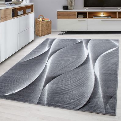 Wunderschöne Teppich modern Designer Wohnzimmer Wellen muster Schwarz