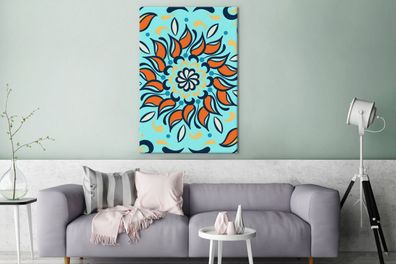 Leinwandbilder - 90x140 cm - Sonnenblume - Blütenblätter - Blau - Muster