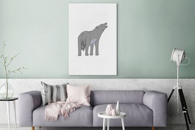 Leinwandbilder - 90x140 cm - Wolf - Kinder - Weiß (Gr. 90x140 cm)