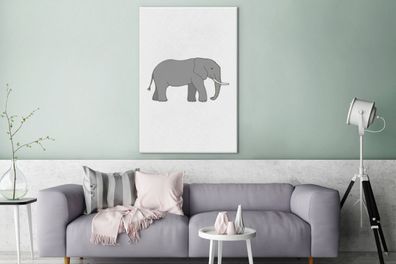 Leinwandbilder - 90x140 cm - Elefant - Kinder - Weiß (Gr. 90x140 cm)