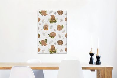 Leinwandbilder - 40x60 cm - Muster - Dinosaurier - Blätter (Gr. 40x60 cm)