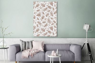 Leinwandbilder - 90x140 cm - Muster - Blätter - Weiß (Gr. 90x140 cm)