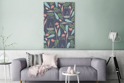 Leinwandbilder - 90x140 cm - Blumen - Kerzen - Muster (Gr. 90x140 cm)