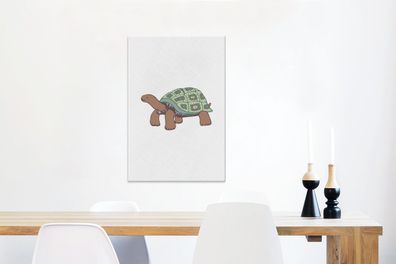 Leinwandbilder - 60x90 cm - Schildkröte - Kinder - Weiß (Gr. 60x90 cm)
