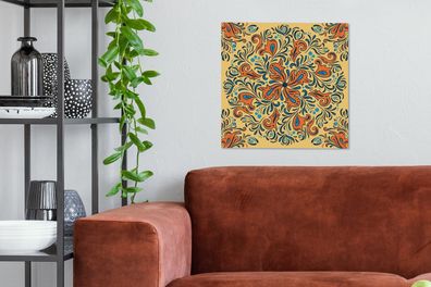 Leinwandbilder - 50x50 cm - Blume - Blütenblätter - Orange - Muster (Gr. 50x50 cm)