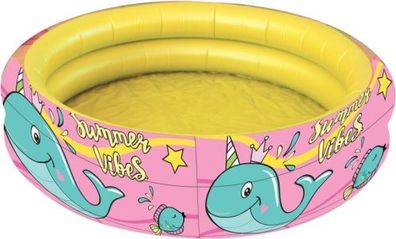 aufblasbarer Pool Whale junior 100 x 30 cm rosa/ gelb