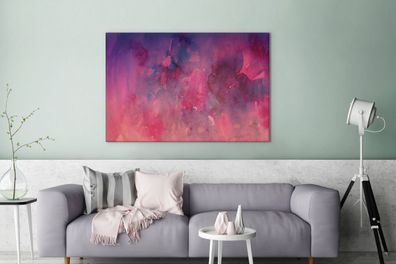 Leinwandbilder - 140x90 cm - Aquarell - Rosa - Rot (Gr. 140x90 cm)