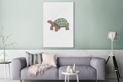 Leinwandbilder - 80x120 cm - Schildkröte - Kinder - Weiß (Gr. 80x120 cm)