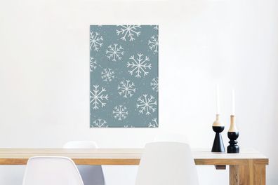 Leinwandbilder - 60x90 cm - Schneeflocken - Muster - Schnee (Gr. 60x90 cm)