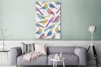 Leinwandbilder - 90x140 cm - Vogel - Farben - Muster (Gr. 90x140 cm)