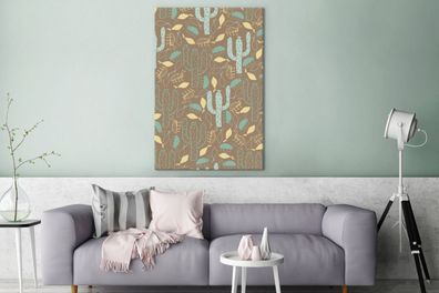 Leinwandbilder - 90x140 cm - Kaktus - Pastell - Muster (Gr. 90x140 cm)