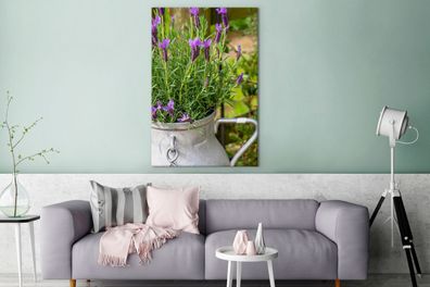 Leinwandbilder - 90x140 cm - Lavendel in einem Milchkännchen (Gr. 90x140 cm)