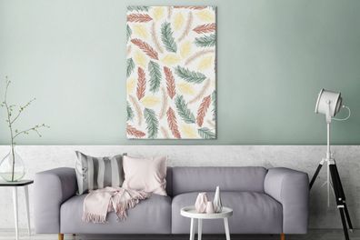 Leinwandbilder - 90x140 cm - Federn - Farben - Muster (Gr. 90x140 cm)