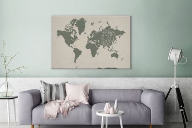 Leinwandbilder - 140x90 cm - Weltkarte - Tiere - Löwe (Gr. 140x90 cm)