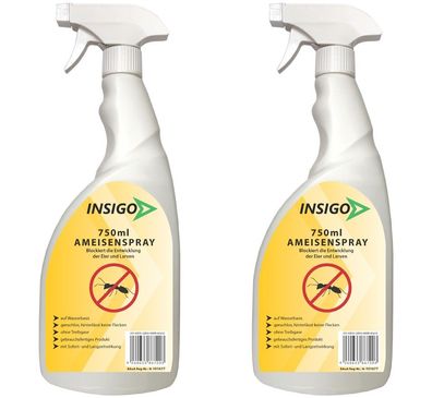 INSIGO 2x750ml Ameisenspray Ameisenmittel Ameisengift gegen Ameisen Bekämpfung