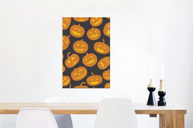 Leinwandbilder - 60x90 cm - Halloween - Kürbis - Muster (Gr. 60x90 cm)