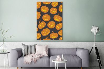 Leinwandbilder - 90x140 cm - Halloween - Kürbis - Muster (Gr. 90x140 cm)