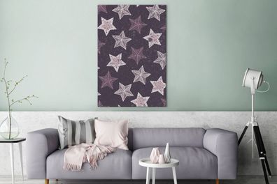 Leinwandbilder - 90x140 cm - Sterne - Schneeflocke - Muster (Gr. 90x140 cm)