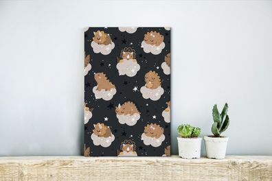 Leinwandbilder - 20x30 cm - Muster - Dinosaurier - Wolken (Gr. 20x30 cm)