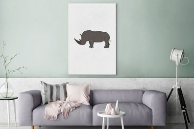 Leinwandbilder - 90x140 cm - Rhinozeros - Kinder - Weiß (Gr. 90x140 cm)