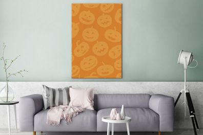 Leinwandbilder - 90x140 cm - Halloween - Orange - Muster (Gr. 90x140 cm)