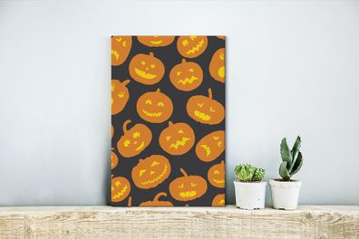 Leinwandbilder - 20x30 cm - Halloween - Kürbis - Muster (Gr. 20x30 cm)